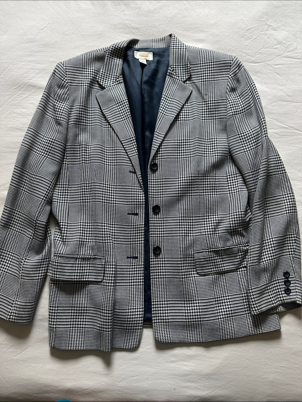 Talbots Black and White Glen Plaid Blazer
